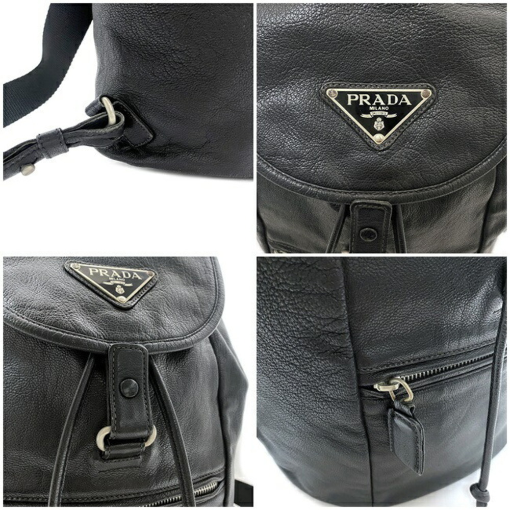 Prada Drawstring Triangle Backpack Black Leather - image 7